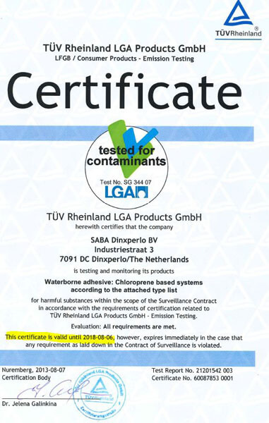 SABA環保無毒水性膠 LGA認證