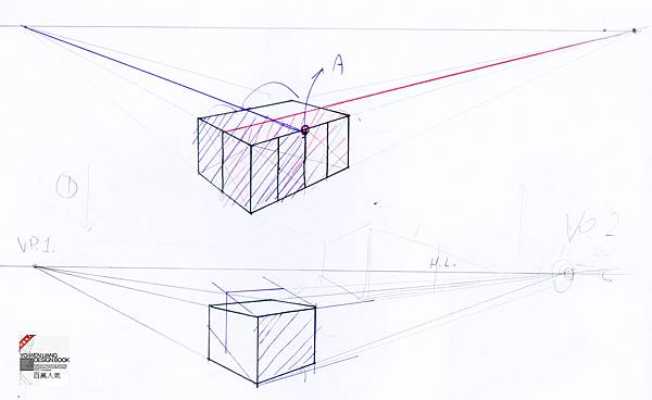 透視學 (perspective) 透視法教學畫法講義5: 判斷透視正確性與透視的造型比例分割,對角線中心點 (練習,Poe,攝影,英文,梁又文老師設計教學系列)12