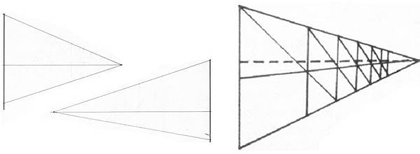 透視學 (perspective) 透視法教學畫法講義6-1,透視立體造型比例增加,對角線中心點 (設計表現技法,手繪練習,Poe,梁又文老師)6