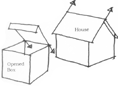 透視學 (perspective) 透視法教學畫法講義6-2,斜邊透視屋頂造型,對角線中心點 (設計表現技法,手繪練習,Poe,梁又文老師)2