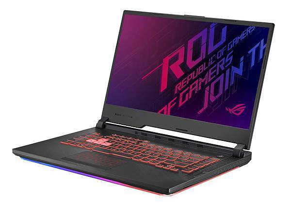 ROG Strix G上蓋採用對比色髮絲紋飾面，鍘刀式轉軸設計為散熱通風口騰出空間