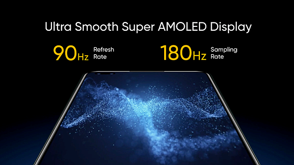 realme X50 Pro 5G搭載90Hz Super AMOLED暢速螢幕。