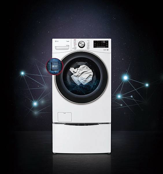 【新聞照片2】LG TWINWash雙能洗蒸氣變頻滾筒洗衣機不只省水，今年馬達更全面升級為AI DDTM 智慧直驅變頻馬達，透過AI智慧偵測衣物材質與重量，自動配對出最適合的衣物清洗方式，
