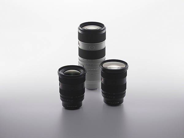 圖6) Sony G Master™ 系列 F2.8 恆定光圈的第二代陣容集結標準變焦 FE 24-70mm F2.8 GM II 及望遠變焦 FE 70-200mm F2.8 GM OSS II 鏡頭，以及最新發表的廣角變焦FE 16-35mm F2.8 GM II，將以全球最輕巧設