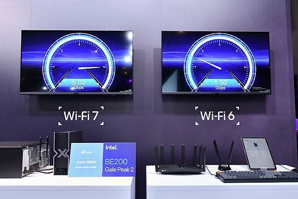 英特爾與TP-Link合作，透過雙方頂尖的Wi-Fi 7產品，完整發揮 Wi-Fi 7的性能，實測出比Wi-Fi 6快3倍以上的速度