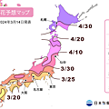 【新聞稿圖片】日本氣象株式會社於本月14日發布今年第8回櫻花的開花與滿開預測