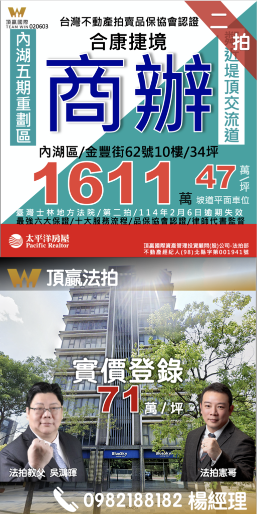 ◼️｜已拍定｜頂贏法拍｜內湖法拍屋｜0206｜二拍｜合康捷境
