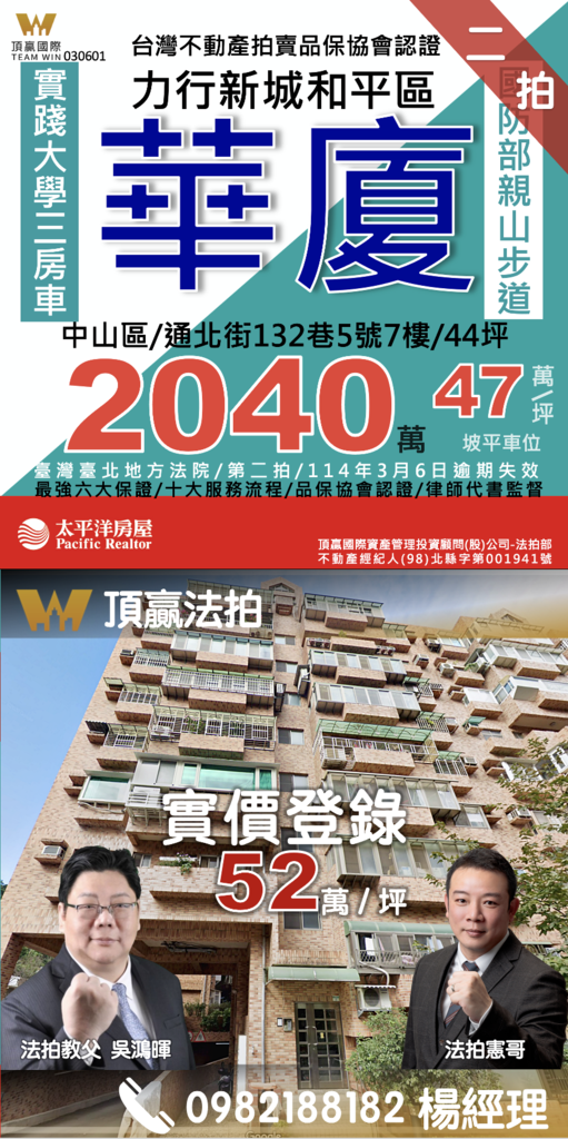◼️｜已拍定｜頂贏法拍｜中山法拍屋｜0306｜二拍｜力行新城
