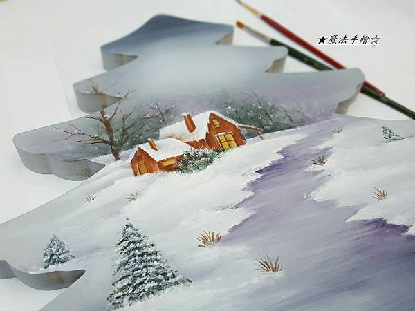 彩繪教學-聖誕樹風景畫 彩繪教學-聖誕樹風景畫