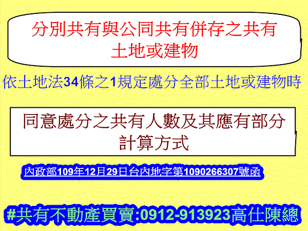 分別共有與公同共有併存之共有土地或建物