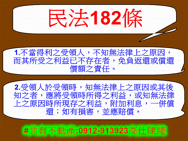 民法第182條(不當得利)(惡意不當得利之受領人第1項)