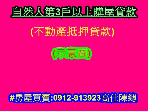 自然人第3戶以上購屋貸款(示意圖) 自然人第3戶以上購屋貸款(示意圖)