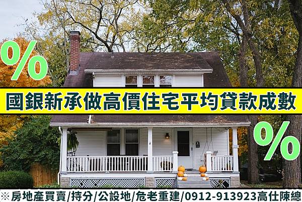 國銀新承做高價住宅平均貸款成數(示意圖)