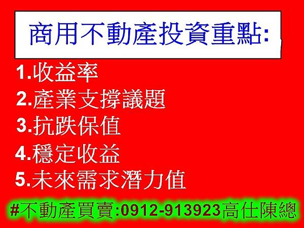 商用不動產投資重點(示意圖) 商用不動產投資重點(示意圖)