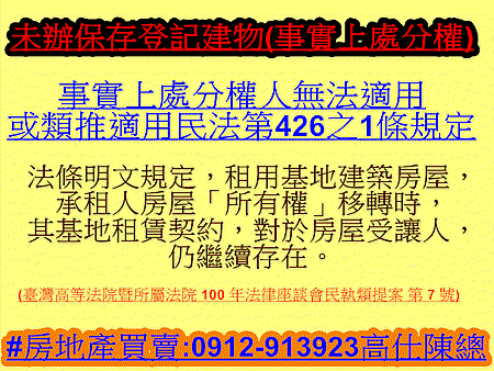 未辦保存登記建物(事實上處分權)