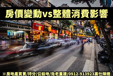 房價變動vs整體消費影響(示意圖)