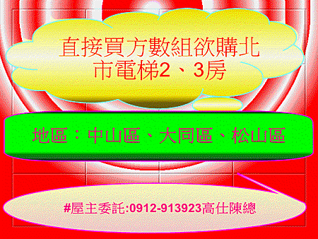 直接買方數組欲購北市電梯2、3房(示意圖)