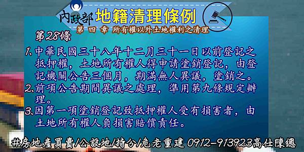 地籍清理條例第28條