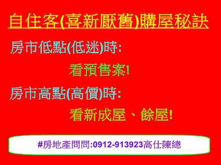 自住客(喜新厭舊)購屋秘訣