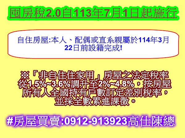 囤房稅2.0自113年7月1日起施行