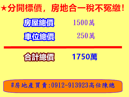 分開標價，房地合一稅不冤繳