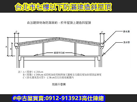 台北市七樓以下防漏建造斜屋頂