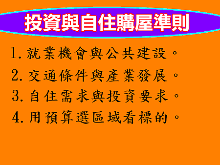 投資與自住購屋準則