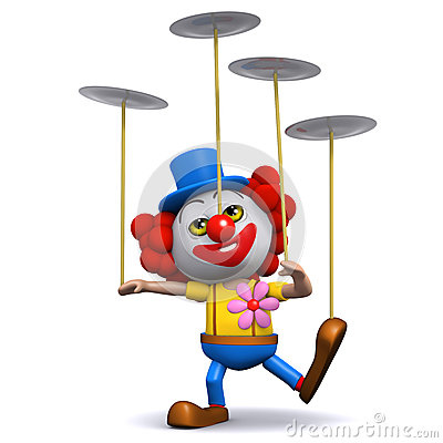 d-clown-spins-plates-render-spinning-many-40484254