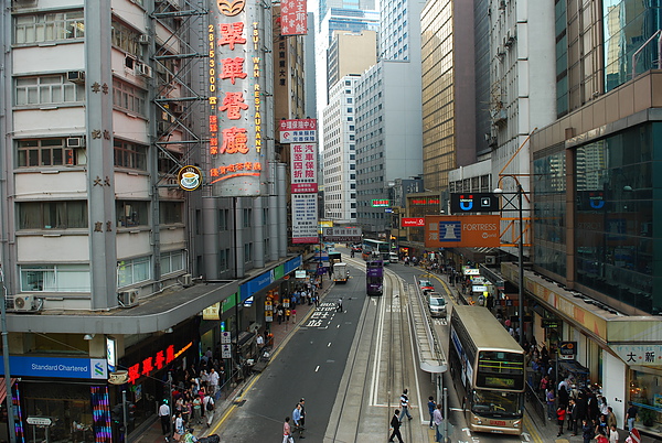 天橋上看街道