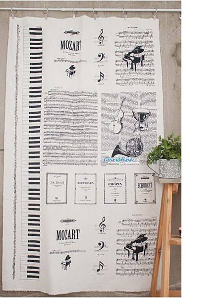 鋼琴- 音符- 樂器 棉麻手工布料 韓國主題布 棉麻布