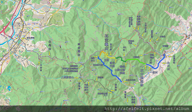 024、標示軌跡一：〖一坑古道〗〖山腰古道〗【耳空龜山】