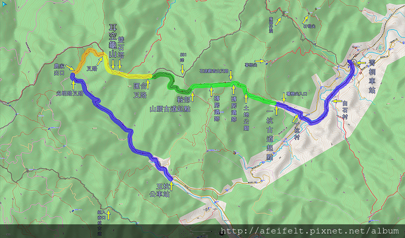 024、標示軌跡二:〖一坑古道〗〖山腰古道〗【耳空龜山】