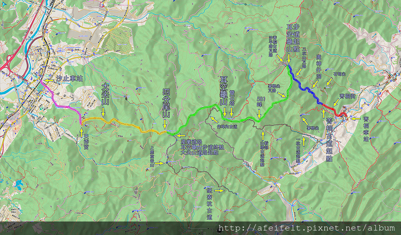 軌跡標示:2018.03.29 菁桐古道-耳空龜山-四分尾山-大尖山