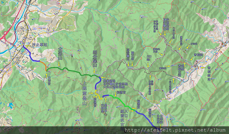 022、標示軌跡一：2018.01.06 紙寮坑古道、上鹿窟崙山、四分尾山、大尖山