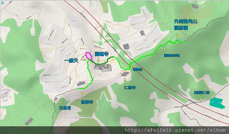 021、標示軌跡三：中和步道O型：圓通寺一線天