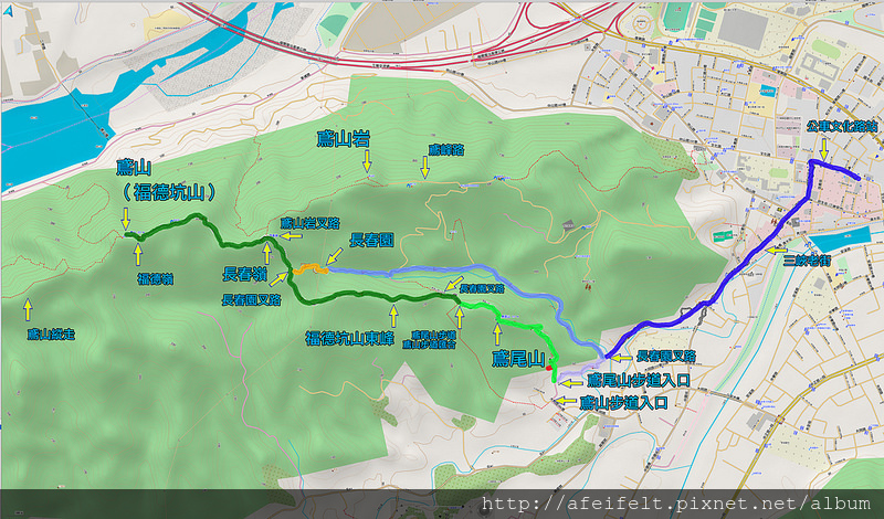 019、標示軌跡路線：鳶尾山-福德坑山東峰-福德坑山