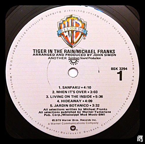 是是誰D+聽黑膠00141：Michael Franks Tiger in the Rain Vinyl 1979 3