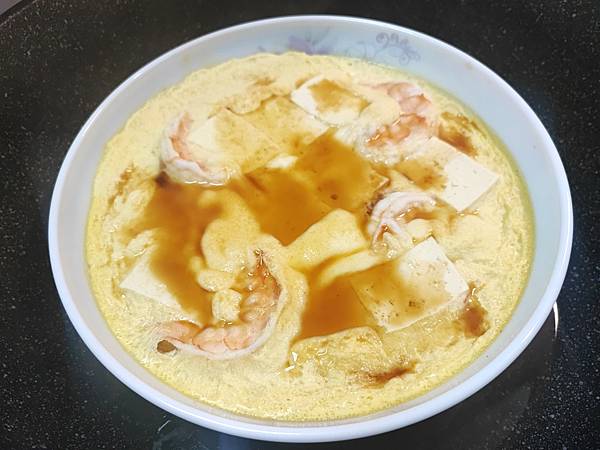 食譜 - 蝦仁豆腐蒸蛋