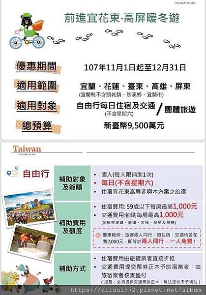 2018年前進宜花東高屏暖冬遊住宿優惠活動