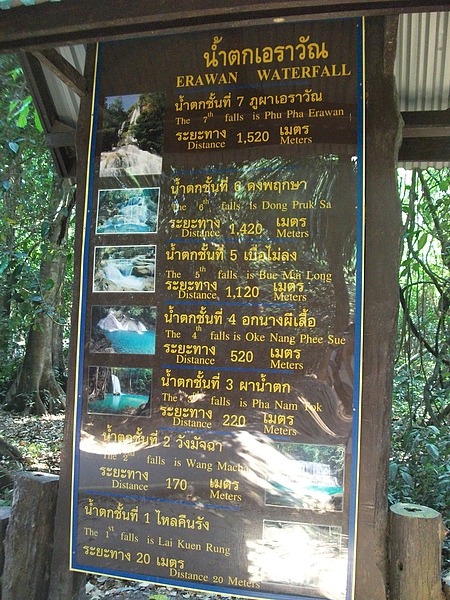 Erawan National Park國家公園瀑布指標