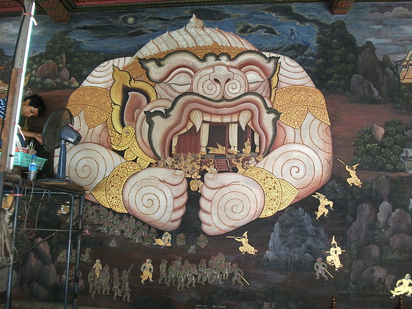 玉佛寺裡的彩色壁畫