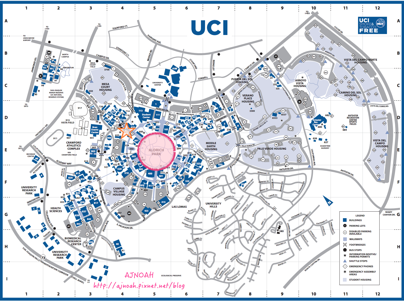 UC Irvine 校園, UCI 校區, UC 地圖