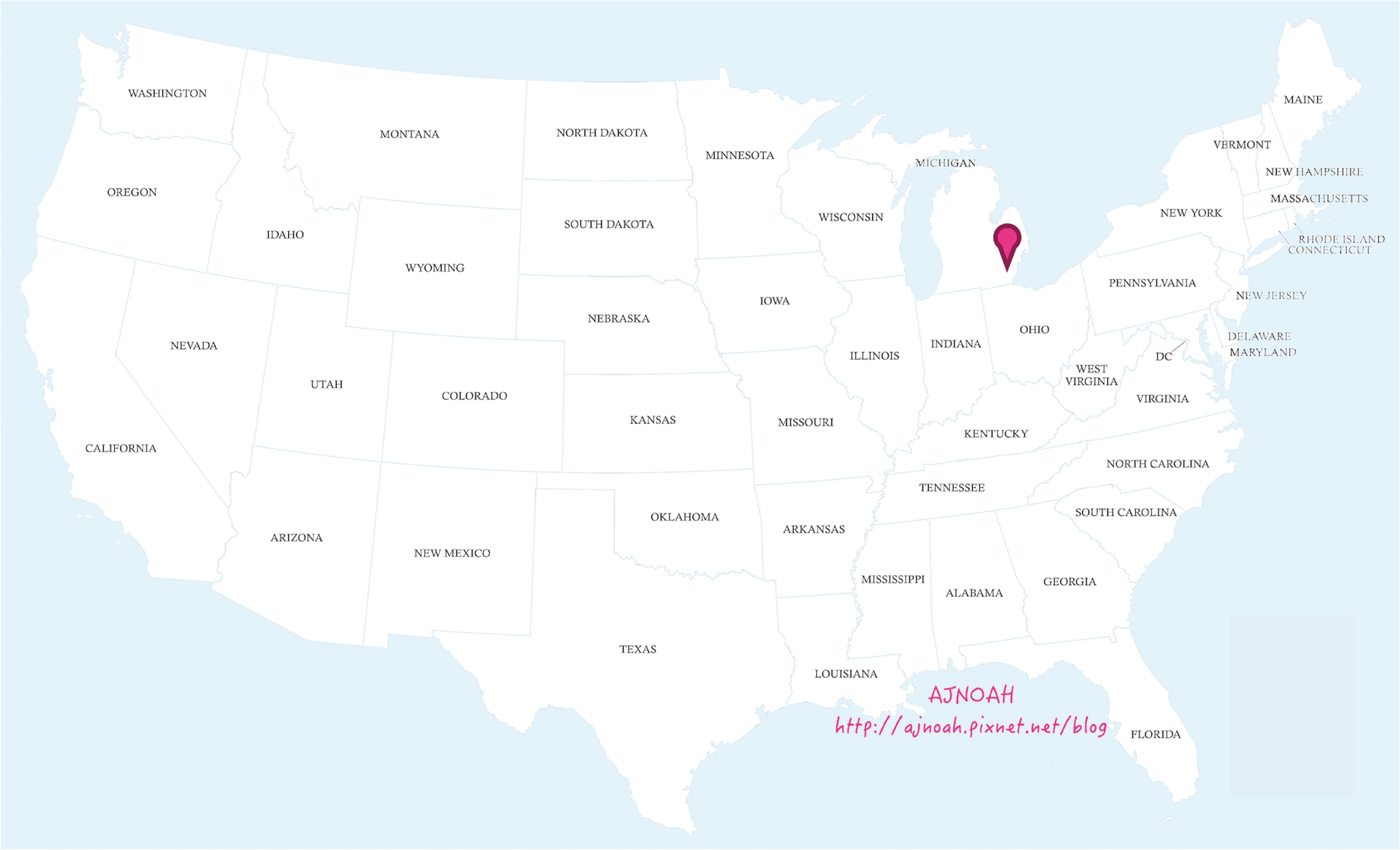 University of Michigan-Ann Arbor_US map