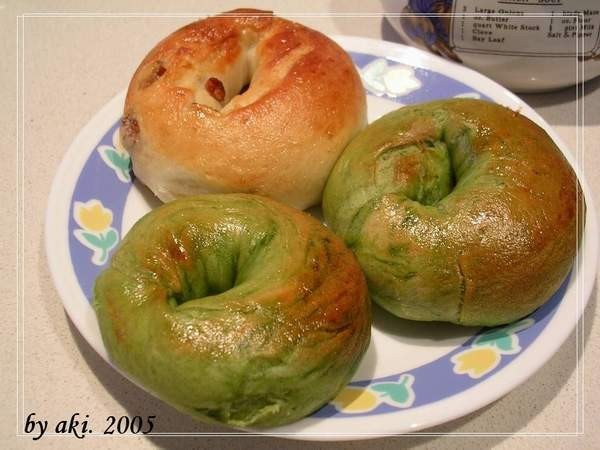 抹茶 &amp; 葡萄bagel