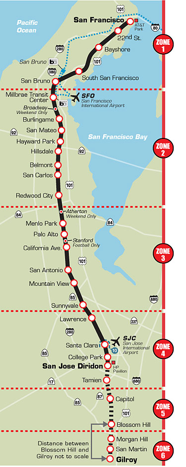 Caltrain Zone Map