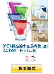 BRITA暢銷濾水壺馬利拉1壺+2芯$990，任1件出貨