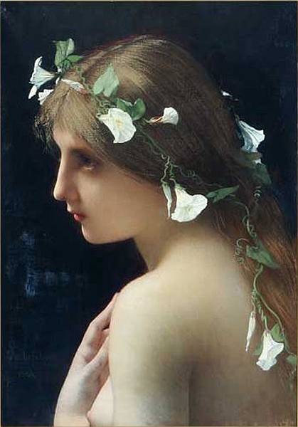 Jules Joseph Lefebvre,  Nymph with morning glory flowers