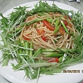 アスパラとトマト水菜パスタ