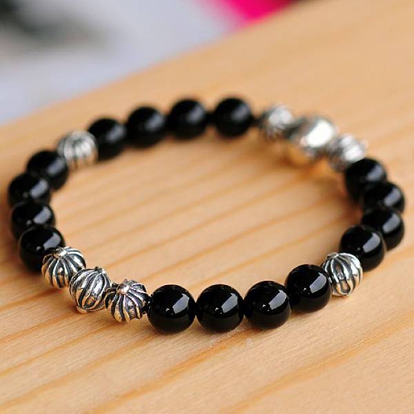 2013 Chrome Hearts Kingbox Beads Bracelet Samurai Black Silver