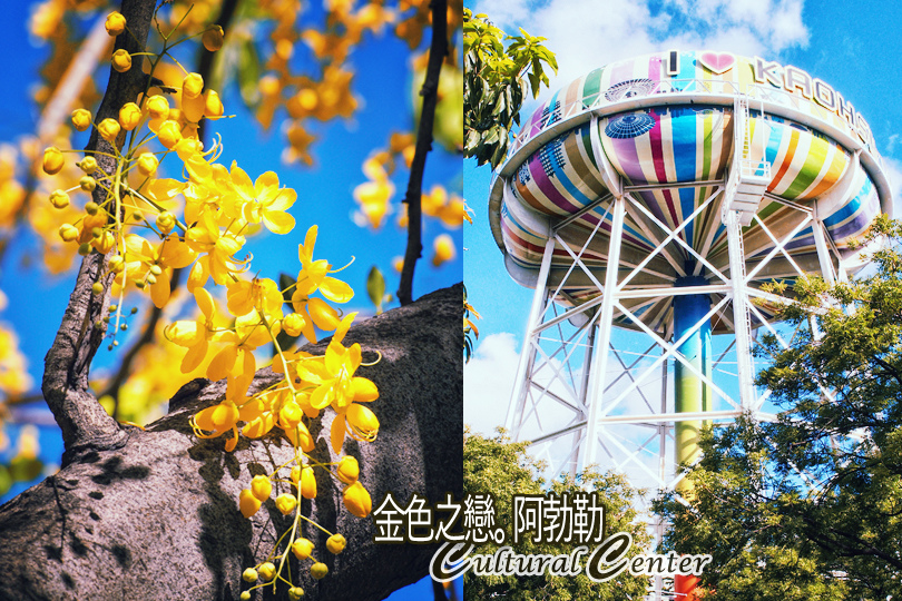 【高雄】高雄文化中心賞阿勃勒，自來水公園看巨型甜甜圈塔！